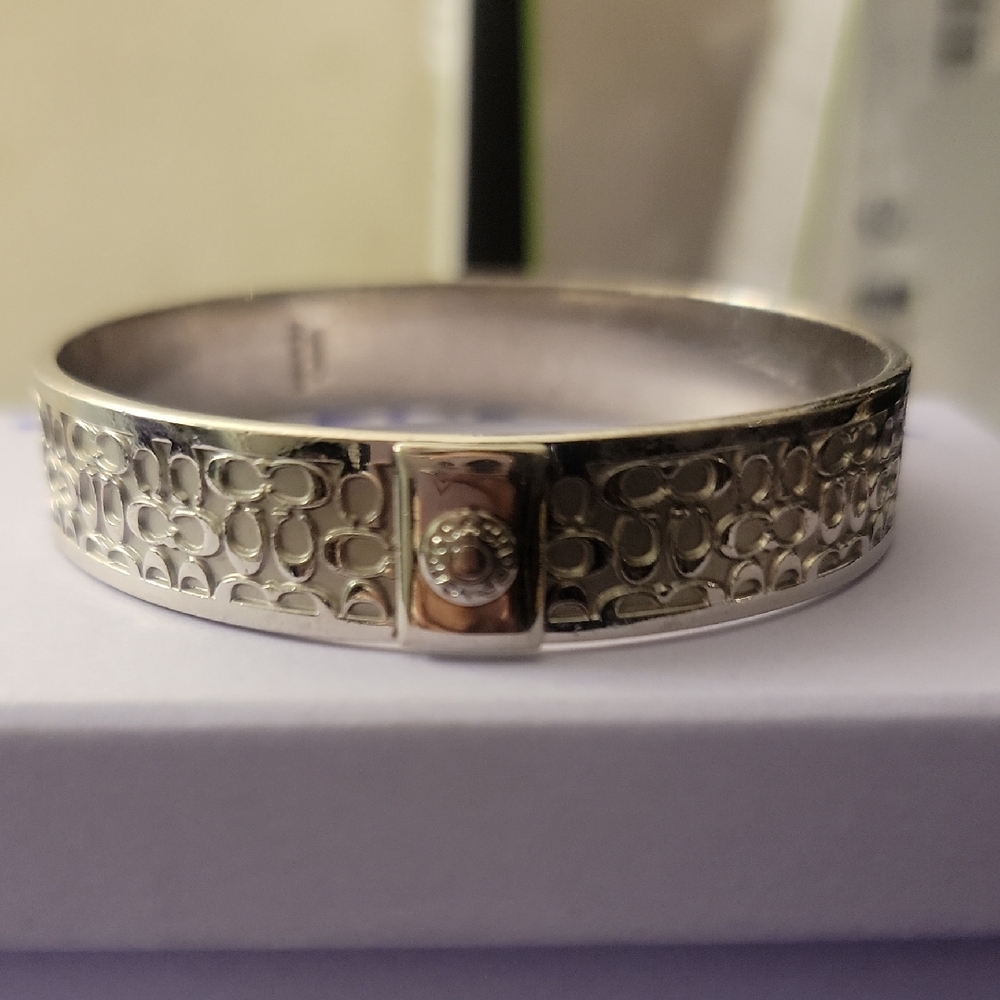 Coach Signature Silver Bangle